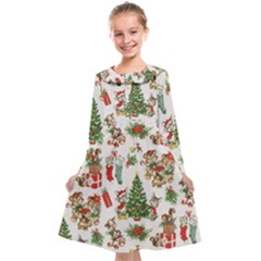 Christmas Texture, Pattern, Red, Tree, Craciun, Green, Christmas Kids  Midi Sailor Dress