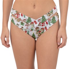 Christmas Texture, Pattern, Red, Tree, Craciun, Green, Christmas Double Strap Halter Bikini Bottoms