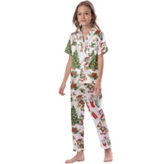 Christmas Texture, Pattern, Red, Tree, Craciun, Green, Christmas Kids  Satin Short Sleeve Pajamas Set