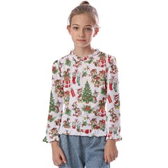 Christmas Texture, Pattern, Red, Tree, Craciun, Green, Christmas Kids  Frill Detail T-shirt