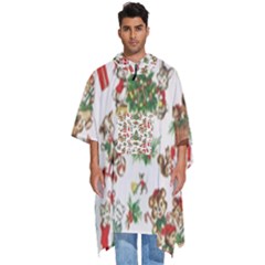 Christmas Texture, Pattern, Red, Tree, Craciun, Green, Christmas Men s Hooded Rain Ponchos