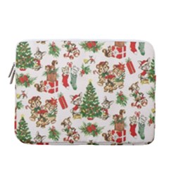 Christmas Texture, Pattern, Red, Tree, Craciun, Green, Christmas 14  Vertical Laptop Sleeve Case With Pocket by kyorashop23