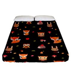 Cool Woodland Animal, Koteto, Scandinavian, Acorn Fitted Sheet (queen Size)