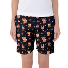 Cool Woodland Animal, Koteto, Scandinavian, Acorn Women s Basketball Shorts