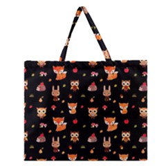 Cool Woodland Animal, Koteto, Scandinavian, Acorn Zipper Large Tote Bag