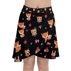 Cool Woodland Animal, Koteto, Scandinavian, Acorn Chiffon Wrap Front Skirt