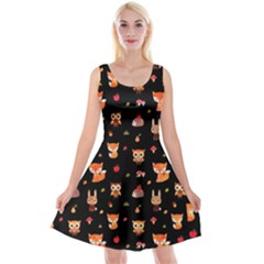 Cool Woodland Animal, Koteto, Scandinavian, Acorn Reversible Velvet Sleeveless Dress