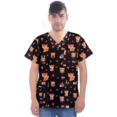 Cool Woodland Animal, Koteto, Scandinavian, Acorn Men s V-neck Scrub Top