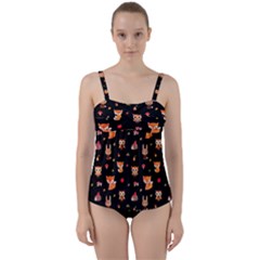 Cool Woodland Animal, Koteto, Scandinavian, Acorn Twist Front Tankini Set by kyorashop23