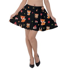 Cool Woodland Animal, Koteto, Scandinavian, Acorn Velvet Skater Skirt