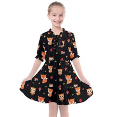 Cool Woodland Animal, Koteto, Scandinavian, Acorn Kids  All Frills Chiffon Dress by kyorashop23