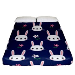 Cute Bunny Pattern, Easter, Koteto Fitted Sheet (queen Size)