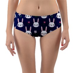 Cute Bunny Pattern, Easter, Koteto Reversible Mid-waist Bikini Bottoms