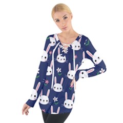 Cute Bunny Pattern, Easter, Koteto Tie Up T-shirt by kyorashop23