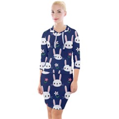 Cute Bunny Pattern, Easter, Koteto Quarter Sleeve Hood Bodycon Dress by kyorashop23