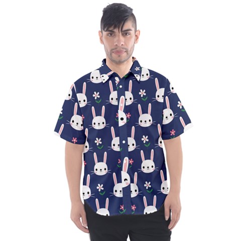 Cute Bunny Pattern, Easter, Koteto Men s Short Sleeve Shirt by kyorashop23