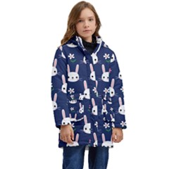 Cute Bunny Pattern, Easter, Koteto Kids  Hooded Longline Puffer Jacket by kyorashop23