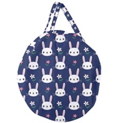 Cute Bunny Pattern, Easter, Koteto Giant Round Zipper Tote