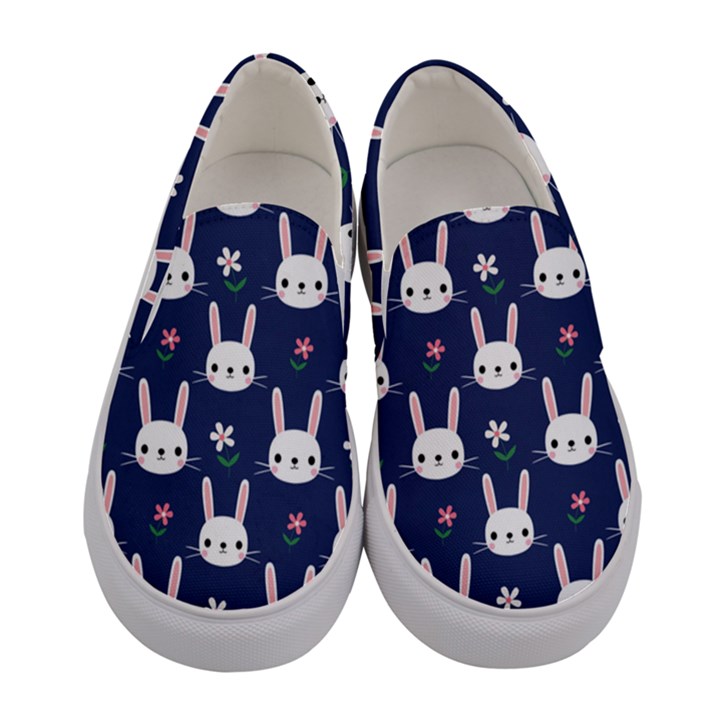 Cute Bunny Pattern, Easter, Koteto Women s Canvas Slip Ons