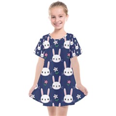 Cute Bunny Pattern, Easter, Koteto Kids  Smock Dress