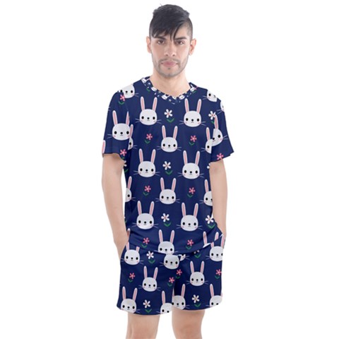 Cute Bunny Pattern, Easter, Koteto Men s Mesh T-shirt And Shorts Set by kyorashop23