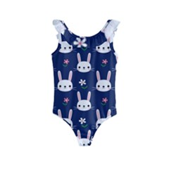 Cute Bunny Pattern, Easter, Koteto Kids  Frill Swimsuit by kyorashop23