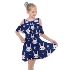 Cute Bunny Pattern, Easter, Koteto Kids  Shoulder Cutout Chiffon Dress