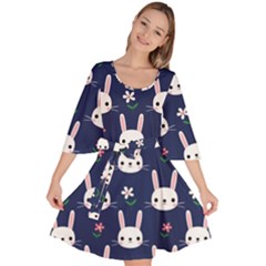 Cute Bunny Pattern, Easter, Koteto Velour Kimono Dress by kyorashop23