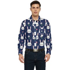 Cute Bunny Pattern, Easter, Koteto Men s Long Sleeve Pocket Shirt  by kyorashop23