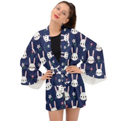 Cute Bunny Pattern, Easter, Koteto Long Sleeve Kimono