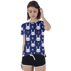 Cute Bunny Pattern, Easter, Koteto Short Sleeve Open Back T-shirt by kyorashop23