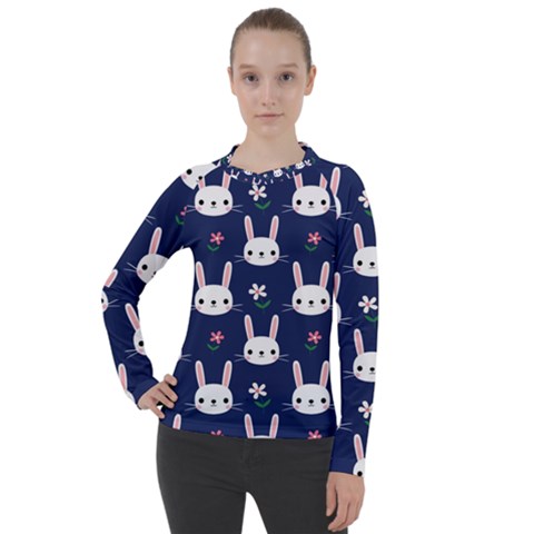 Cute Bunny Pattern, Easter, Koteto Women s Pique Long Sleeve T-shirt by kyorashop23