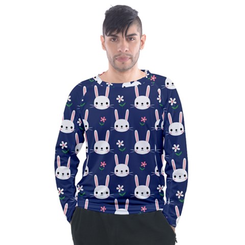 Cute Bunny Pattern, Easter, Koteto Men s Long Sleeve Raglan T-shirt by kyorashop23