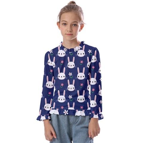 Cute Bunny Pattern, Easter, Koteto Kids  Frill Detail T-shirt by kyorashop23