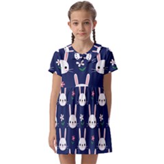 Cute Bunny Pattern, Easter, Koteto Kids  Asymmetric Collar Dress