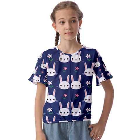 Cute Bunny Pattern, Easter, Koteto Kids  Cuff Sleeve Scrunch Bottom T-shirt by kyorashop23