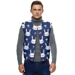 Cute Bunny Pattern, Easter, Koteto Men s Button Up Puffer Vest	