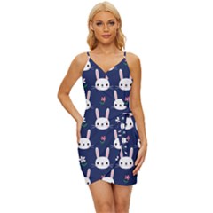 Cute Bunny Pattern, Easter, Koteto Wrap Tie Front Dress