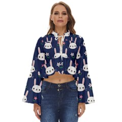 Cute Bunny Pattern, Easter, Koteto Boho Long Bell Sleeve Top