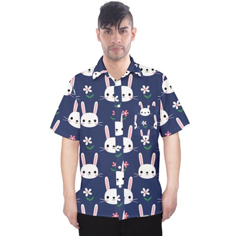 Cute Bunny Pattern, Easter, Koteto Men s Hawaii Shirt by kyorashop23