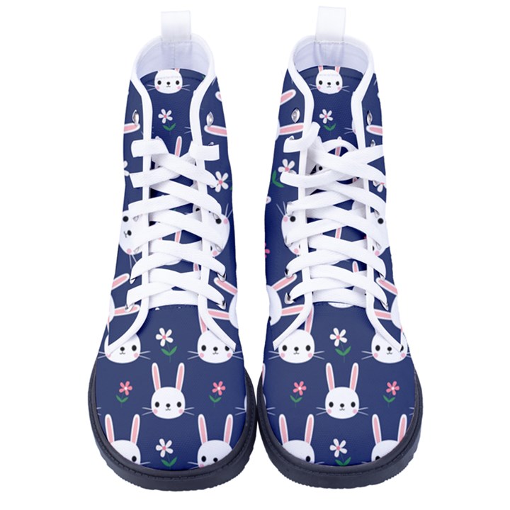 Cute Bunny Pattern, Easter, Koteto Women s High-Top Canvas Sneakers