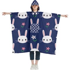 Cute Bunny Pattern, Easter, Koteto Women s Hooded Rain Ponchos by kyorashop23