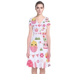 Cute Easter Bunny, Koteto, Animal, Baby Short Sleeve Front Wrap Dress