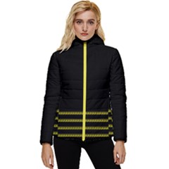 Yellow Squiggled Lines Hooded Quilted Jacket