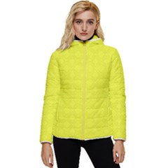 Brite Yellow Diamond Squares Hooded Quilted Jacket