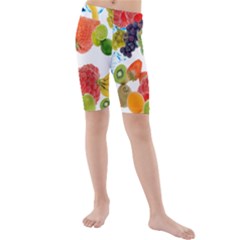 Fruits, Drip, Fruit, Paint, Spring Kids  Mid Length Swim Shorts