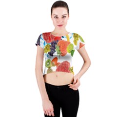 Fruits, Drip, Fruit, Paint, Spring Crew Neck Crop Top