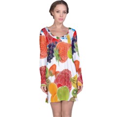 Fruits, Drip, Fruit, Paint, Spring Long Sleeve Nightdress