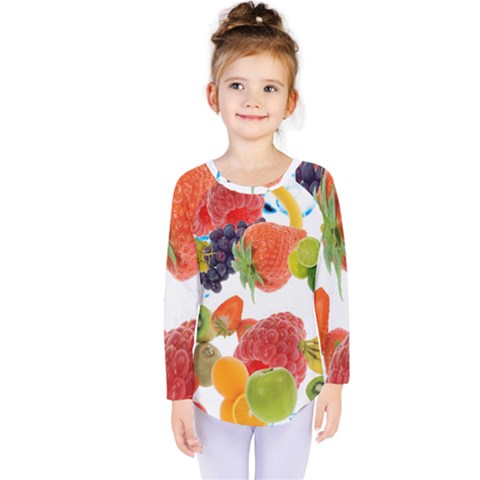 Fruits, Drip, Fruit, Paint, Spring Kids  Long Sleeve T-shirt by kyorashop23