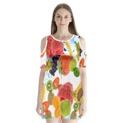 Fruits, Drip, Fruit, Paint, Spring Shoulder Cutout Velvet One Piece